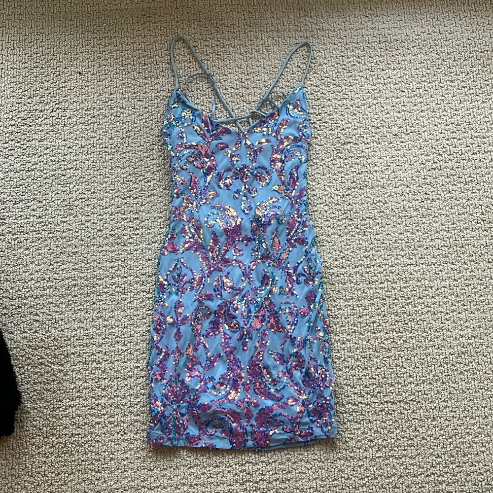 Blue Sequin Windsor Dress